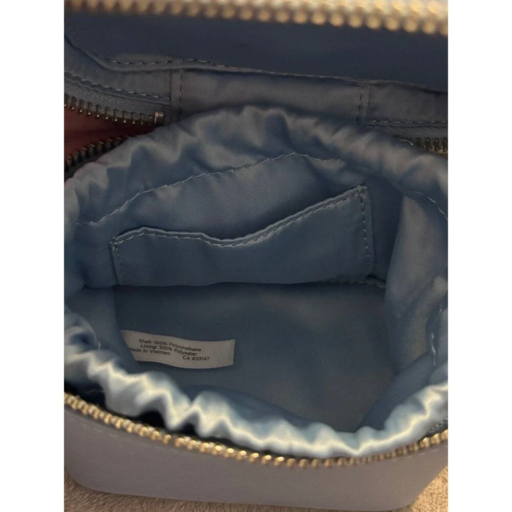 Talbots Blue Saffiano Leather Travel Jewelry Case Makeup Organizer Box Mini